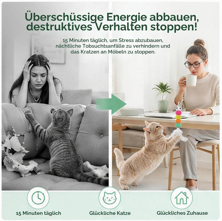 Rain smaller Interaktives Katzenspielzeug für Wohnungskatzen, Automatisches Hängendes Katzenspielzeu
