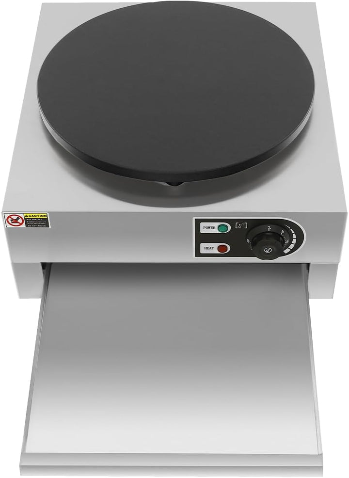 3000W Elektrischer Crêpe Maker, Profi Crêpes Pfannenmaschine aus Edelstahl &amp; Gusseisen, Antihaftplat