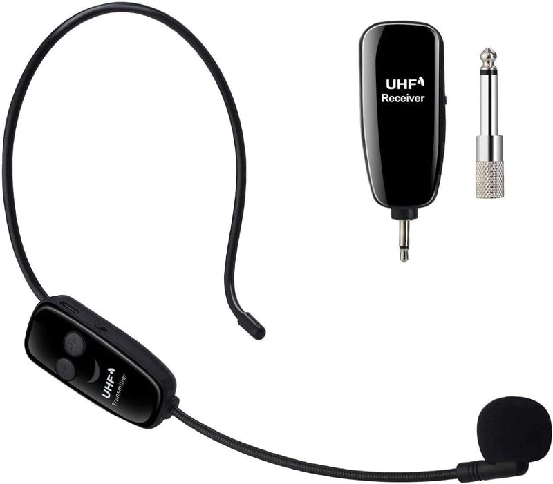 PELLOR Wireless UHF Mikrofon, Professionell Kabellos Wiederaufladbar Mikrofon Headset Sprachverstärk