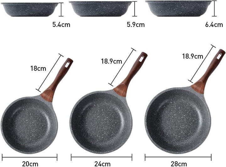 RIOVARM 24cm Induktion Bratpfanne, Antihaft Pfanne, Granit Beschichtung Omelettpfanne, Eierpfannen o