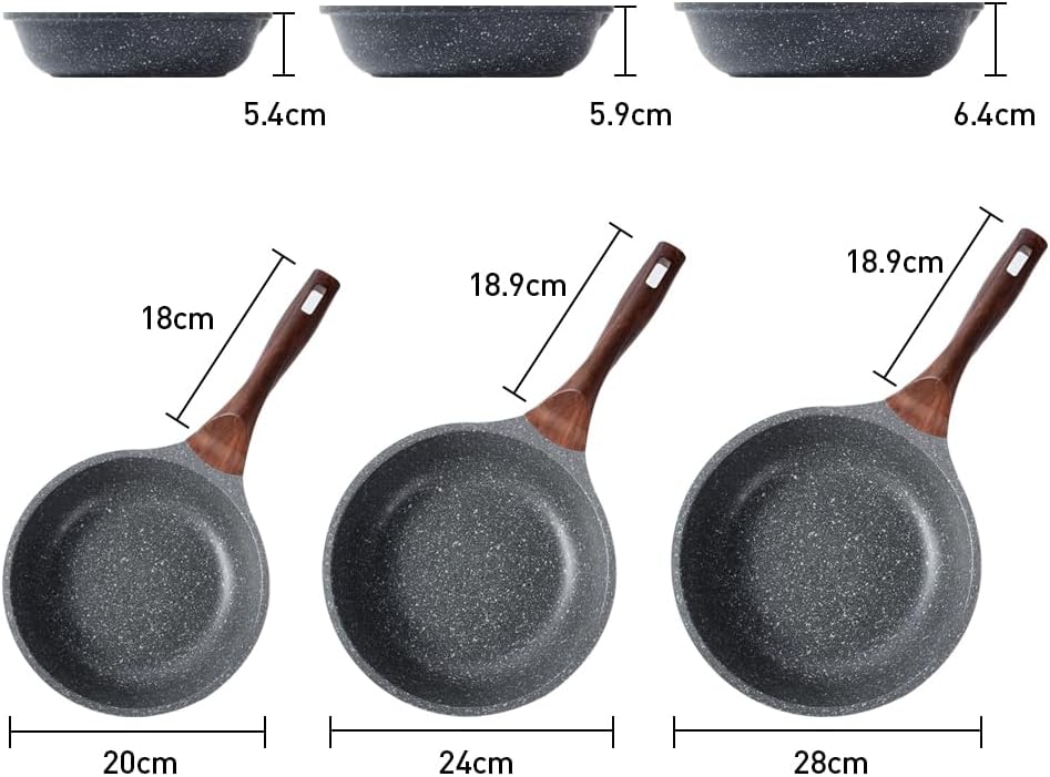 RIOVARM 28cm Induktion Bratpfanne, Antihaft Pfanne, Granit Beschichtung Omelettpfanne, Eierpfannen o