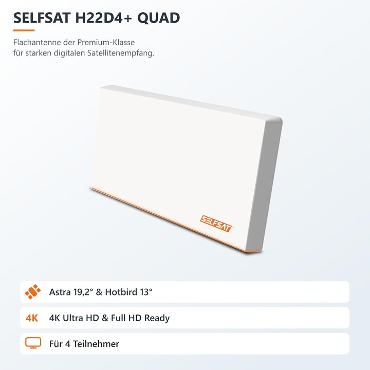 SELFSAT H22D4+ UHD 4K Quad mit Multifunktionshalterung, Quad