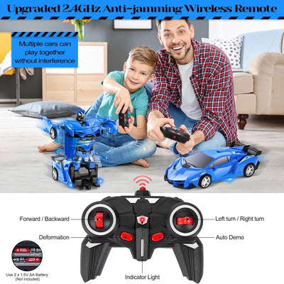 Highttoy Ferngesteuertes Transformator Auto Spielzeug für Kinder, 2.4GHz Roboter RC Auto Transformat