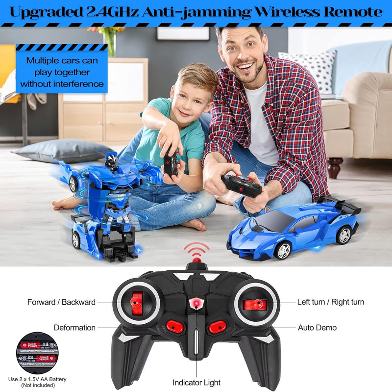 Highttoy Ferngesteuertes Transformator Auto Spielzeug für Kinder, 2.4GHz Roboter RC Auto Transformat