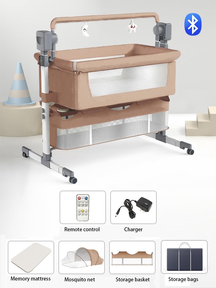 Beistellbett Baby, Convertible Grosser Raum Babybett für Co-Sleeping, Baby Beistellbett Boxspringbet