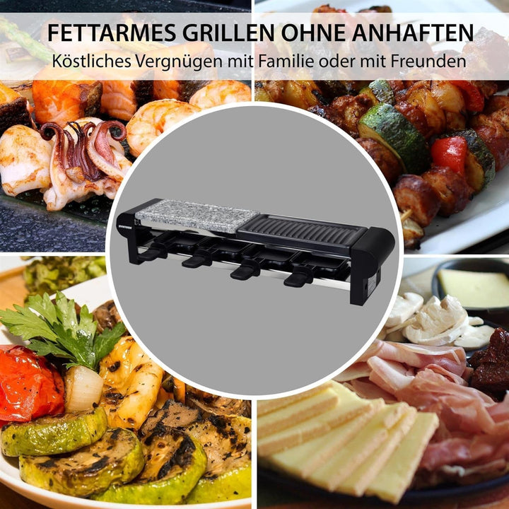 Syntrox Germany Raclette-Grill Thurgau, Raclette Set für vier Personen, Antihaftbeschichtung für ein