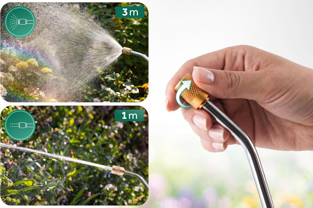Drucksprüher Akku 5 l - Gartenspritze mit Verstellbarer Messingdüse, 77 cm Lanze und PE-Tank - zum B
