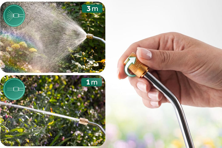 Drucksprüher Akku 5 l - Gartenspritze mit Verstellbarer Messingdüse, 77 cm Lanze und PE-Tank - zum B