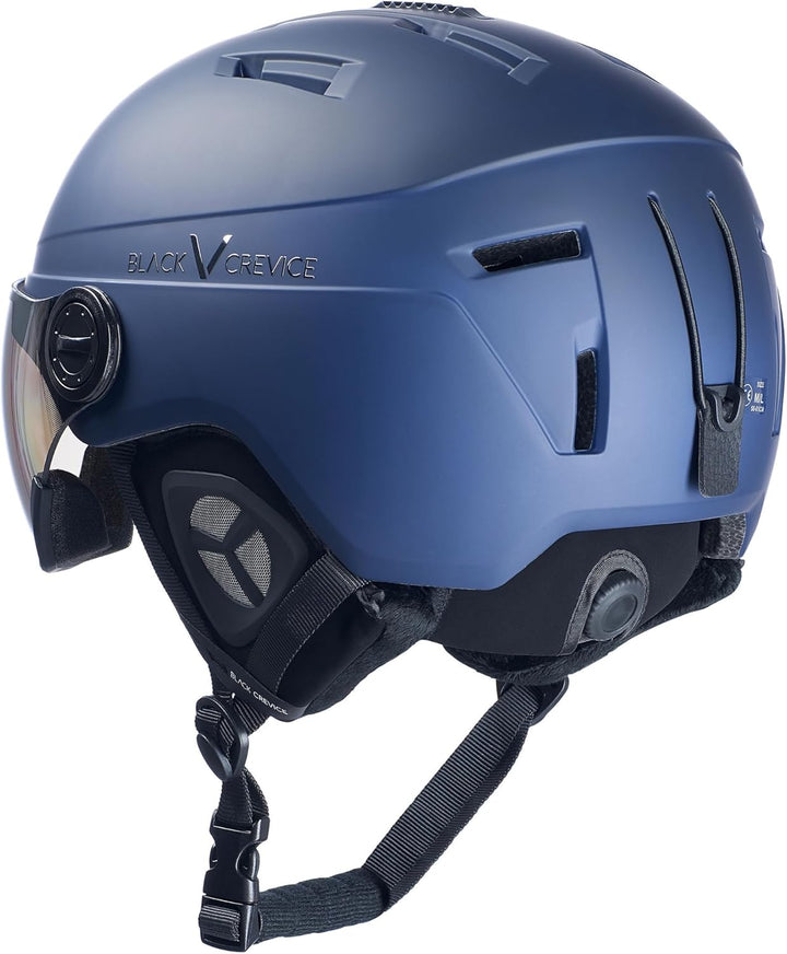 Black Crevice Skihelm Calgary I Skihelm mit Visier im Pilotenstyle I Skihelm Herren &amp; Damen I Skihel