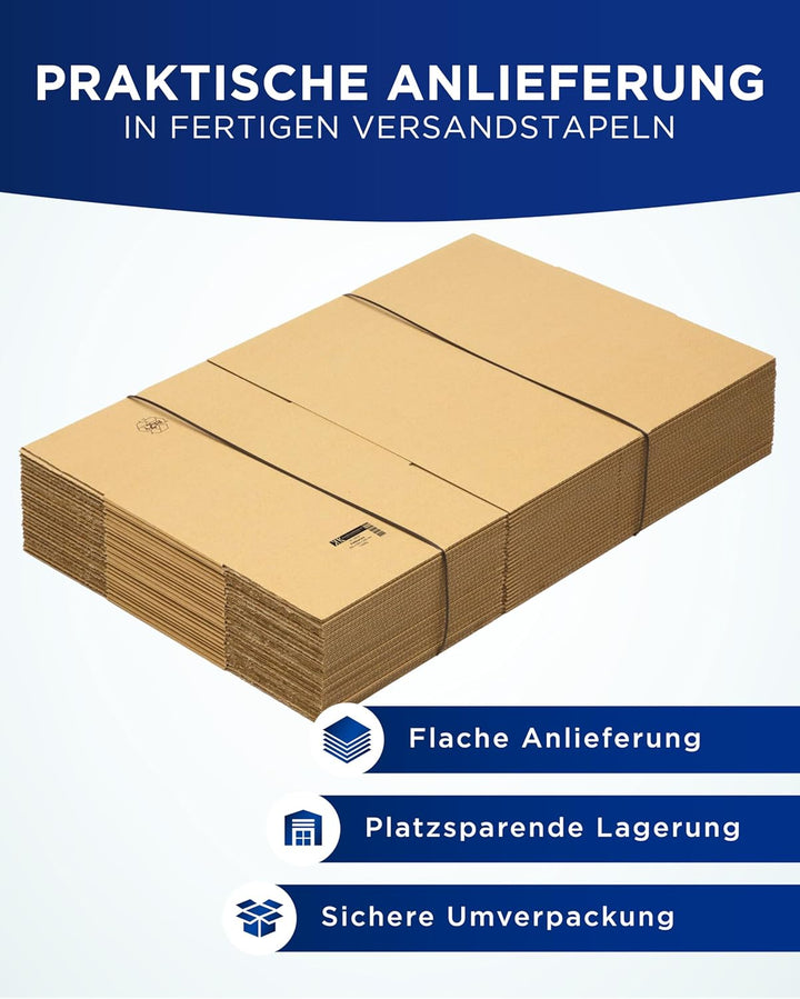 KK Verpackungen Versandkartons 500 x 300 x 200 mm Braun 1-wellig (Aussenmass 505 x 305 x 210 mm) | 1