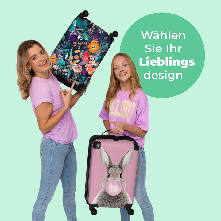 NoBoringSuitcases.com® Koffer Handgepäck Trolley Rollkoffer Kleine Reisekoffer mit 4 Rollen - Bunt -