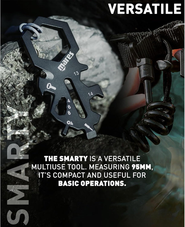 Mares Smarty Mini-Multitool – Tauchen Mehrzweck-Mehrzweckschlüssel, 4 mm Inbusschlüssel, Flaschenöff