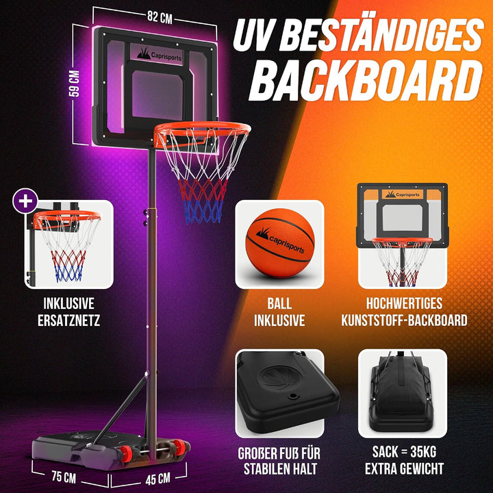 Basketballkorb Outdoor [mit Sandsack & Ball] – Basketball Korb höhenverstellbar – Wetterfester Baske