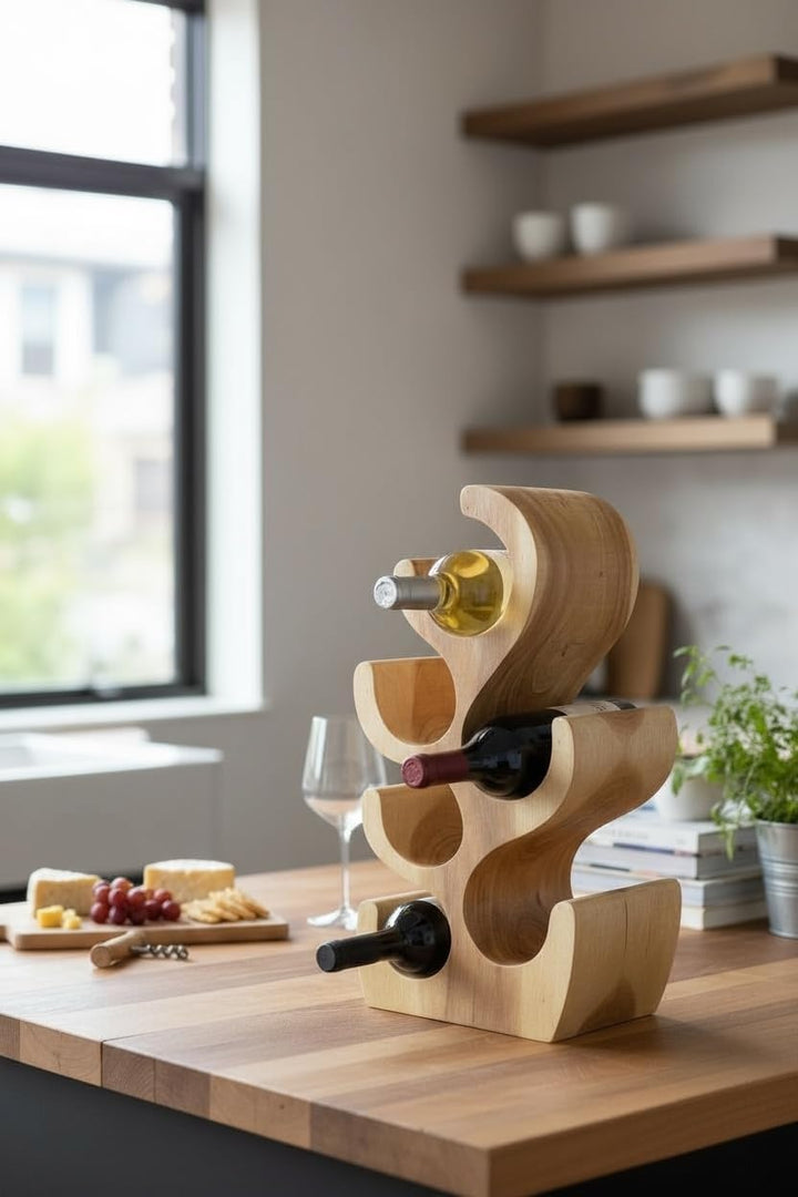 Weinregal Stehend Massiv Holz (50/70/100x27x18) Freistehender Weinhalter Massivholz Flaschenhalter (