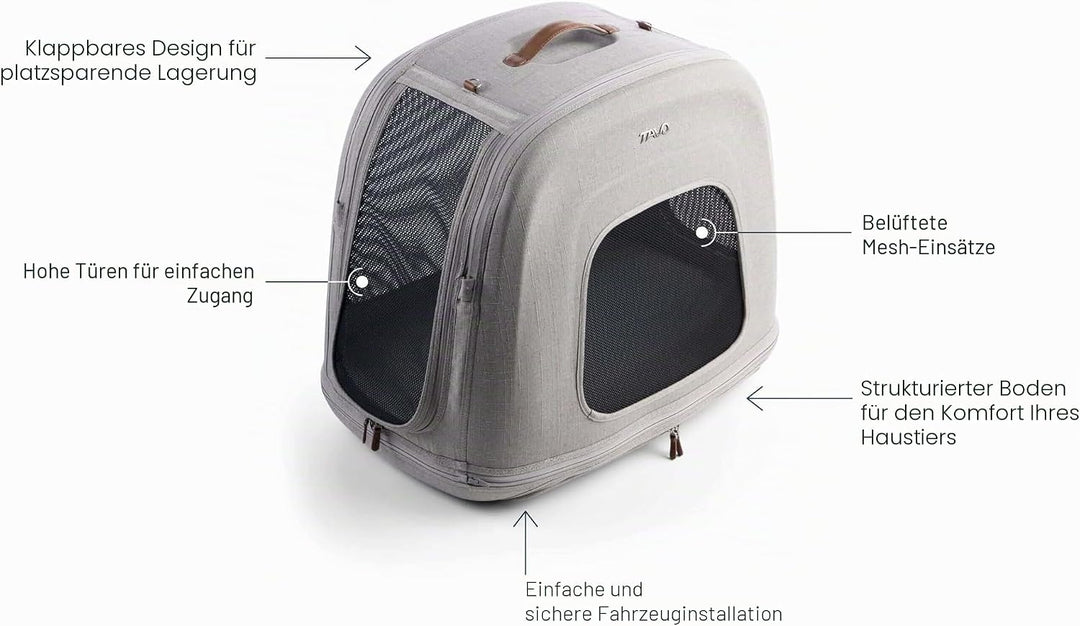 Tavo Crispin M Haustier-Transportbox, crashgetestet mit ISOFIX-Befestigung, atmungsaktives Mesh, fal