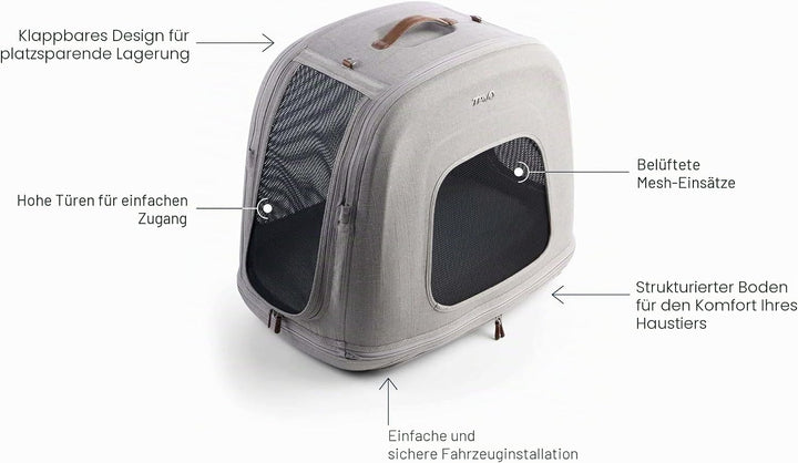 Tavo Crispin M Haustier-Transportbox, crashgetestet mit ISOFIX-Befestigung, atmungsaktives Mesh, fal