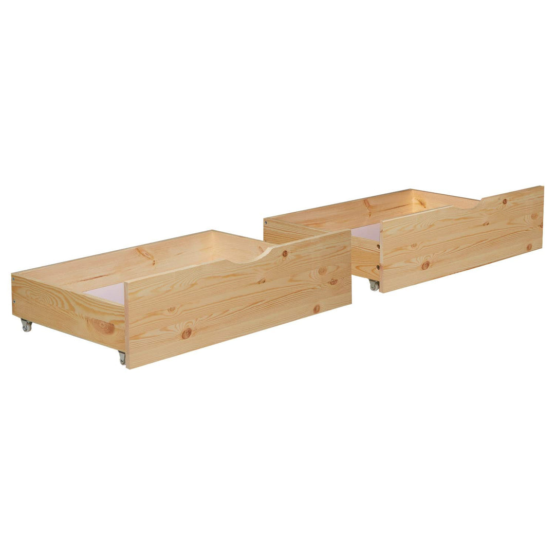 Homestyle4u Bettkasten Aufbewahrung mit Rollen Holz Natur 2er Set Bett Schublade Schubkästen 2 Stück