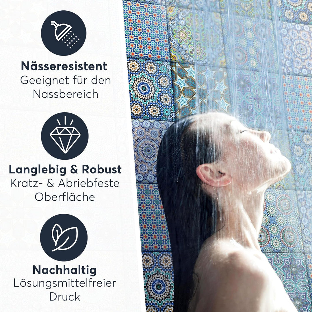 40 Stück Fliesenfolie für Bad und Küche 10x10 cm - Mosaikfliesen, Fliesensticker - selbstklebende Fl