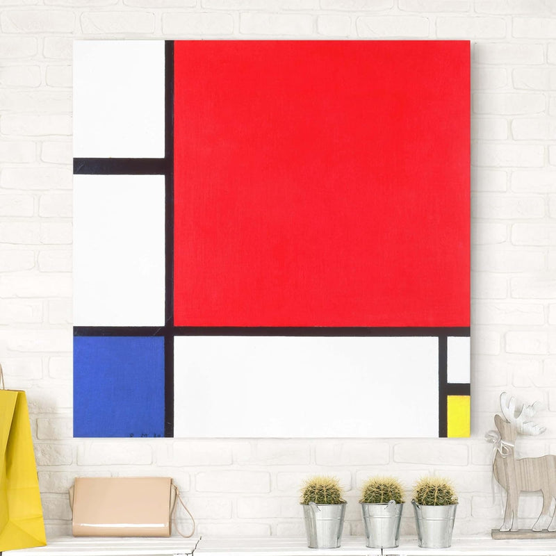 Bilderwelten Leinwandbild div. Künstler P. Mondrian Komposition mit Rot Blau & Gelb 80 x 80cm 80cm x