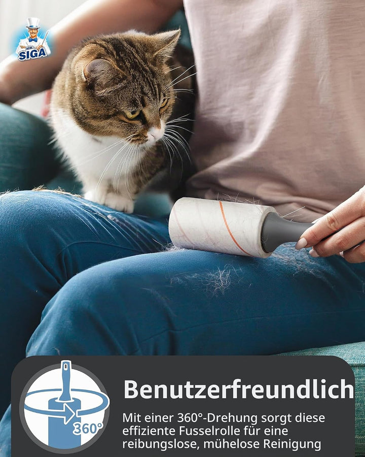 MR.SlGA Fusselrollen für Tierhaare Extra Klebrig, 720 Blätter, Fusselentferner für Kleidung, Möbel,