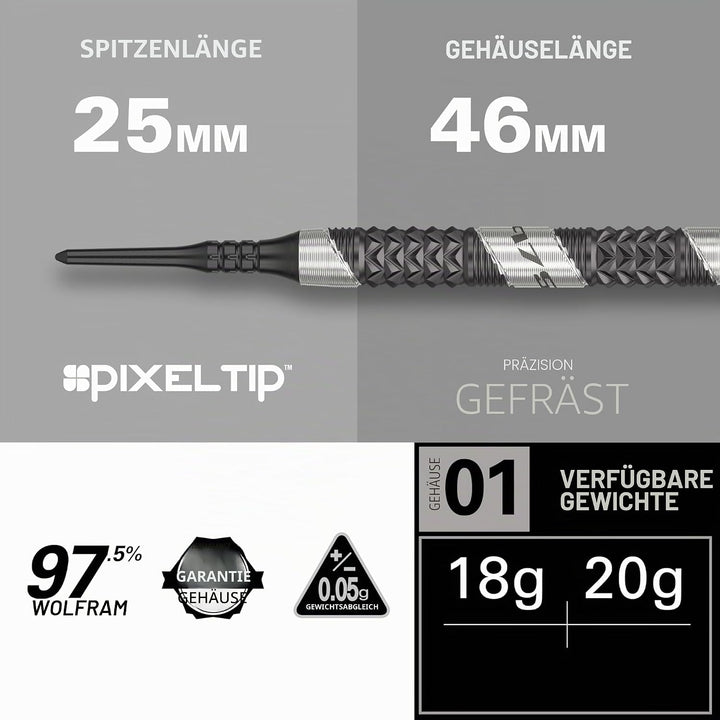 Target Darts 975 Ultra Marine 97.5% Wolfram Soft Tip Dart Satz with K-Flex 20G, 20G