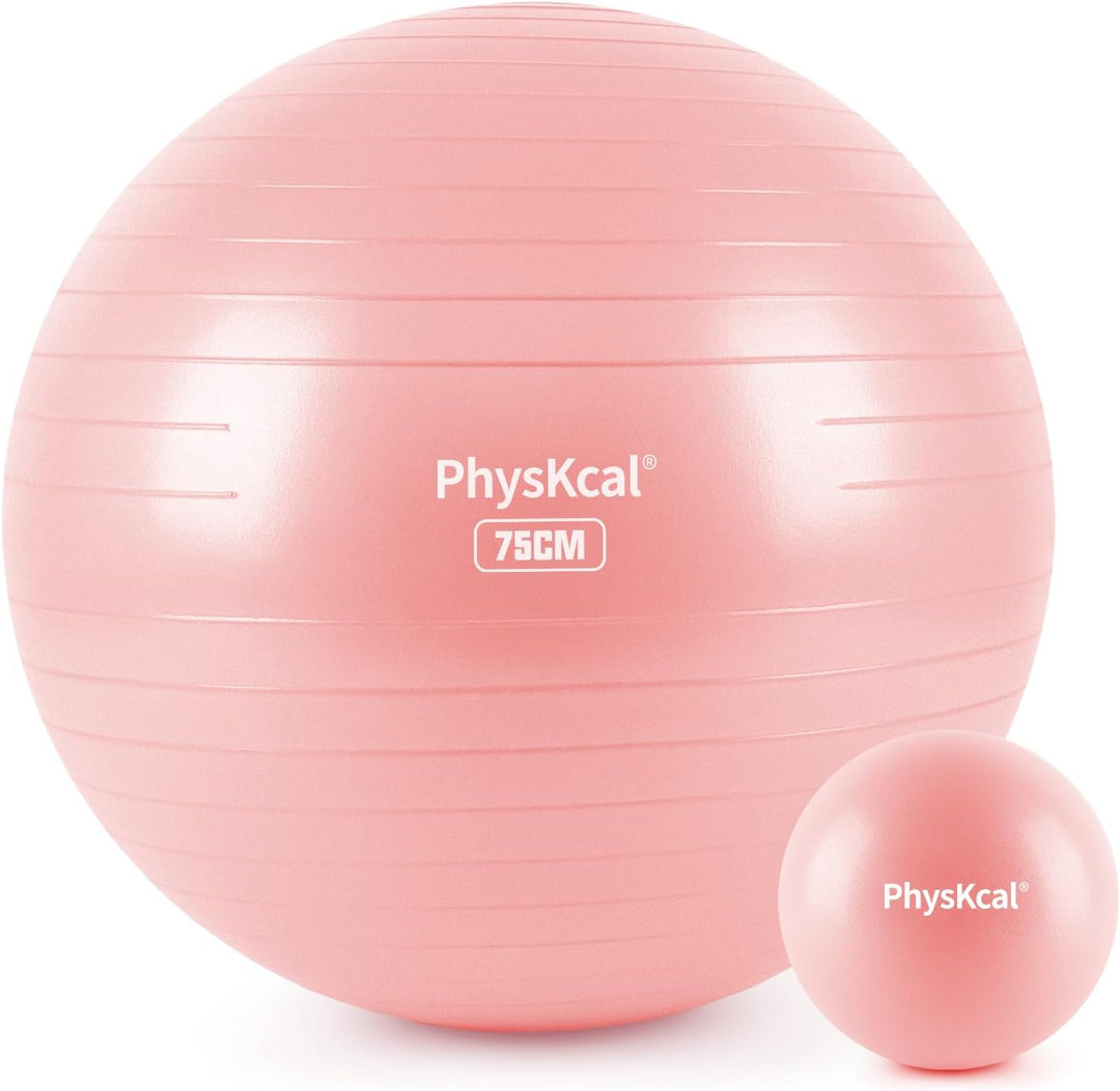PhysKcal Gymnastikball und 23 cm Pilatesball Set, Anti Burst Gymnastikball, Anti-Rutsch-Sitzball, Ba
