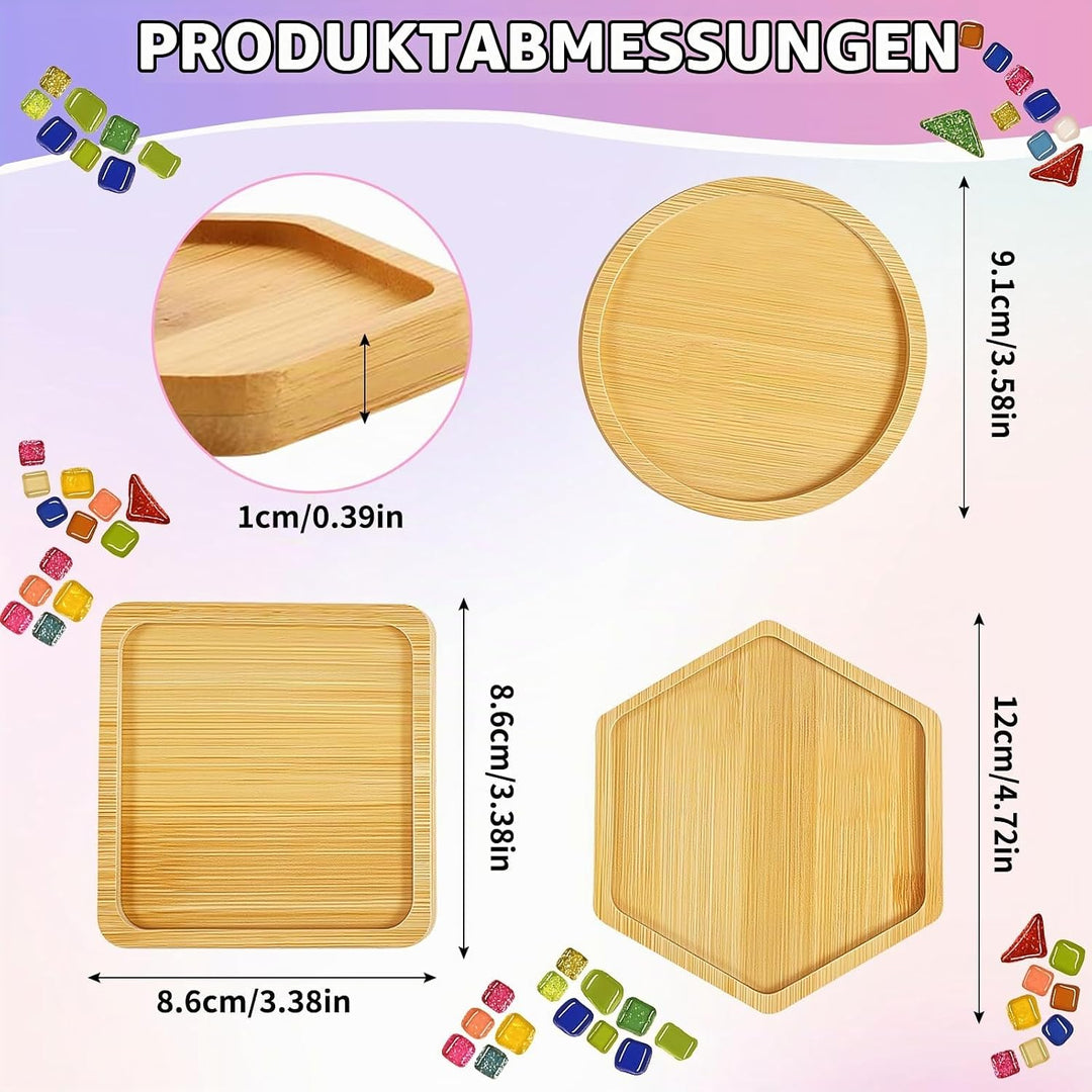 Mosaik Bastelset Kinder, 3 Stück Mosaik Untersetzer DIY Bastelset, Mosaiksteine Untersetzer Set, Ges