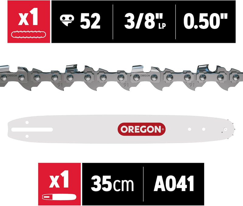 Oregon Sägenkette und Führungsschiene - 3/8" Low Profile, 1.3mm, 52 Antriebsglieder Sägekette und 35