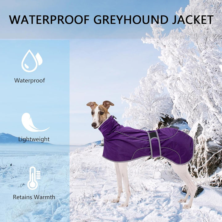 Geyecete-Wasserdicht Windhunde Mantel Fleece Whippet Pullover Winterjacke,Verstellbaren Reflektieren