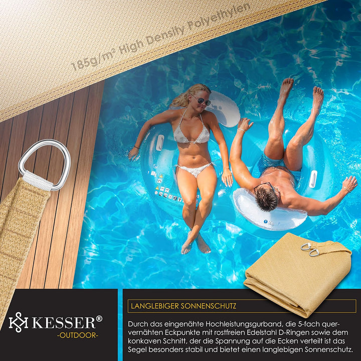 KESSER® Sonnensegel Sonnenschutz Windschutz | HDPE Gewebe | wasserabweisend &amp; windabweisend | Dreiec