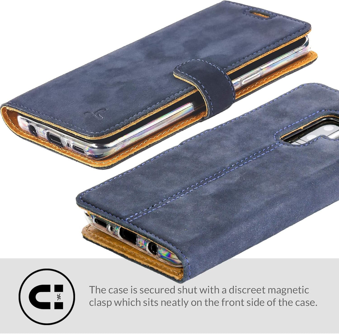 Snakehive Lederhülle für Galaxy S9 Plus | Stylische Handyhülle mit Kartenhalter & Standfuss | Handyh