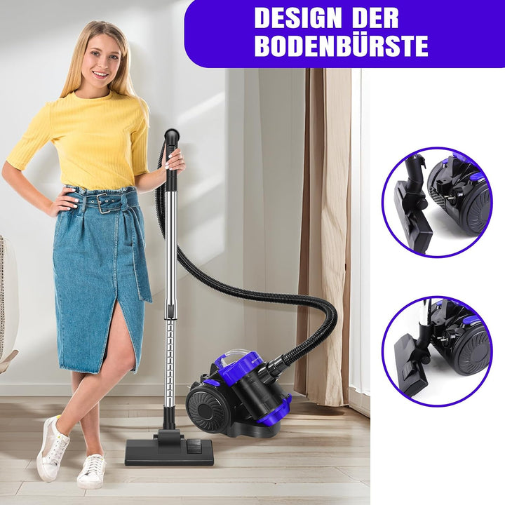 Beutelloser Staubsauger, 1500W Staubsauger Beutellos, Staubsaugers ohne Beutel 25 kPa, Leise, mit HE