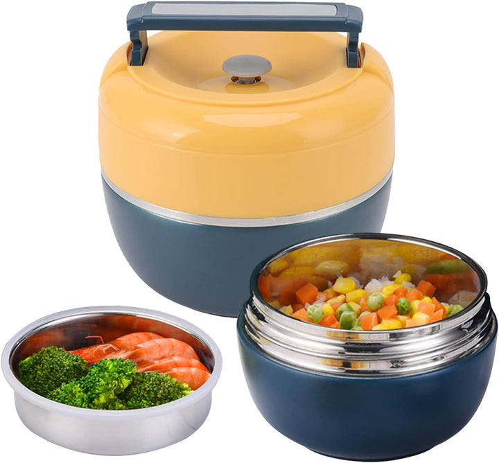 0.8l Bento Box Edelstahl Für Erwachsene Kinder,Thermo Lunchbox, Thermodose Warmhalten Essen, 2-lagig