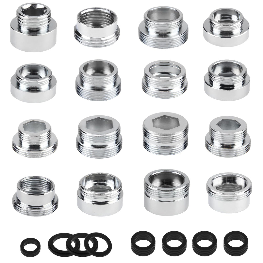 16 Stück Wasserhahn Adapter Set 1/2 Bis 28mm Innengewinde und Aussengewinde Wasserhahn Adapter mit D