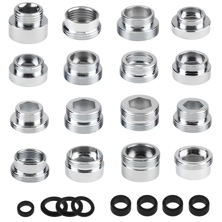 16 Stück Wasserhahn Adapter Set 1/2 Bis 28mm Innengewinde und Aussengewinde Wasserhahn Adapter mit D
