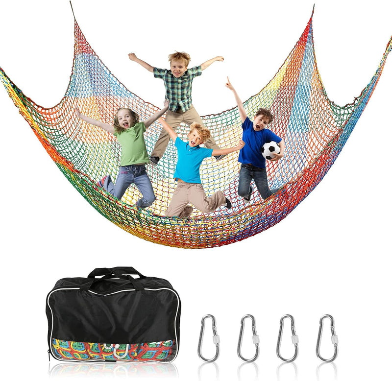 MENAYODA Kletternetz Spielplatz, Schwerlast Doppellagiges Schutznetz Kinder Klettergerüst Schaukel,