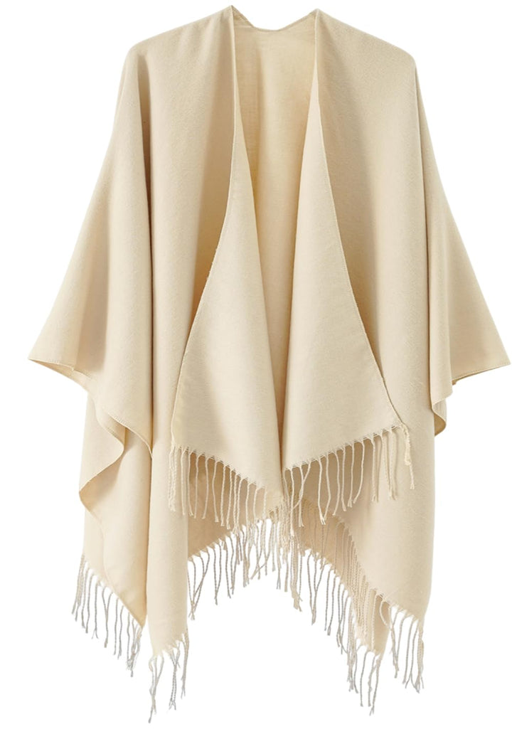 Shmily Girl - Damen Poncho Habe Gestrickt Überdimensionalen Decke Kap-Schal Beige, Beige