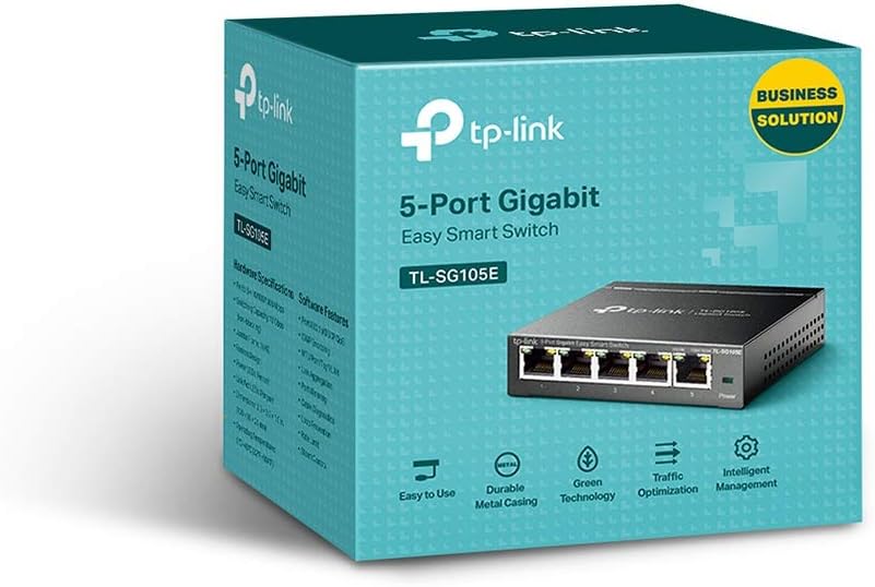 TP-Link TL-SG105E 5-Ports Gigabit Easy Smart Managed Netzwerk Switch(Plug-and-Play,Metallgehäuse, Qo