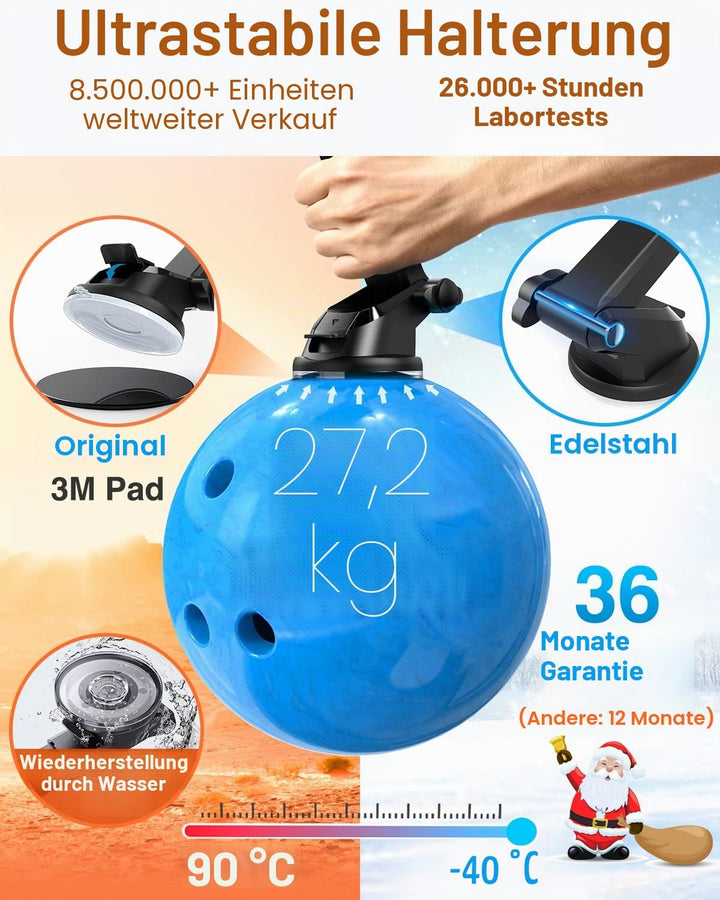 VANMASS Handyhalterung Auto Handyhalter fürs Auto 3 in 1 Kfz Handyhalterung Lüftung & Saugnapf Halte