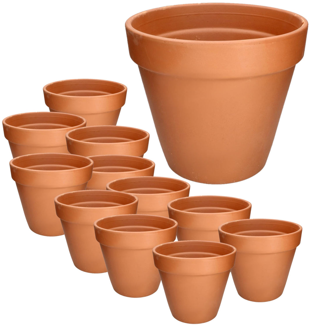 KOTARBAU® 12er Set Blumentopf aus Terrakotta ⌀ 7 cm Übertopf mit Rand für Innenräume und Gärten, Ter