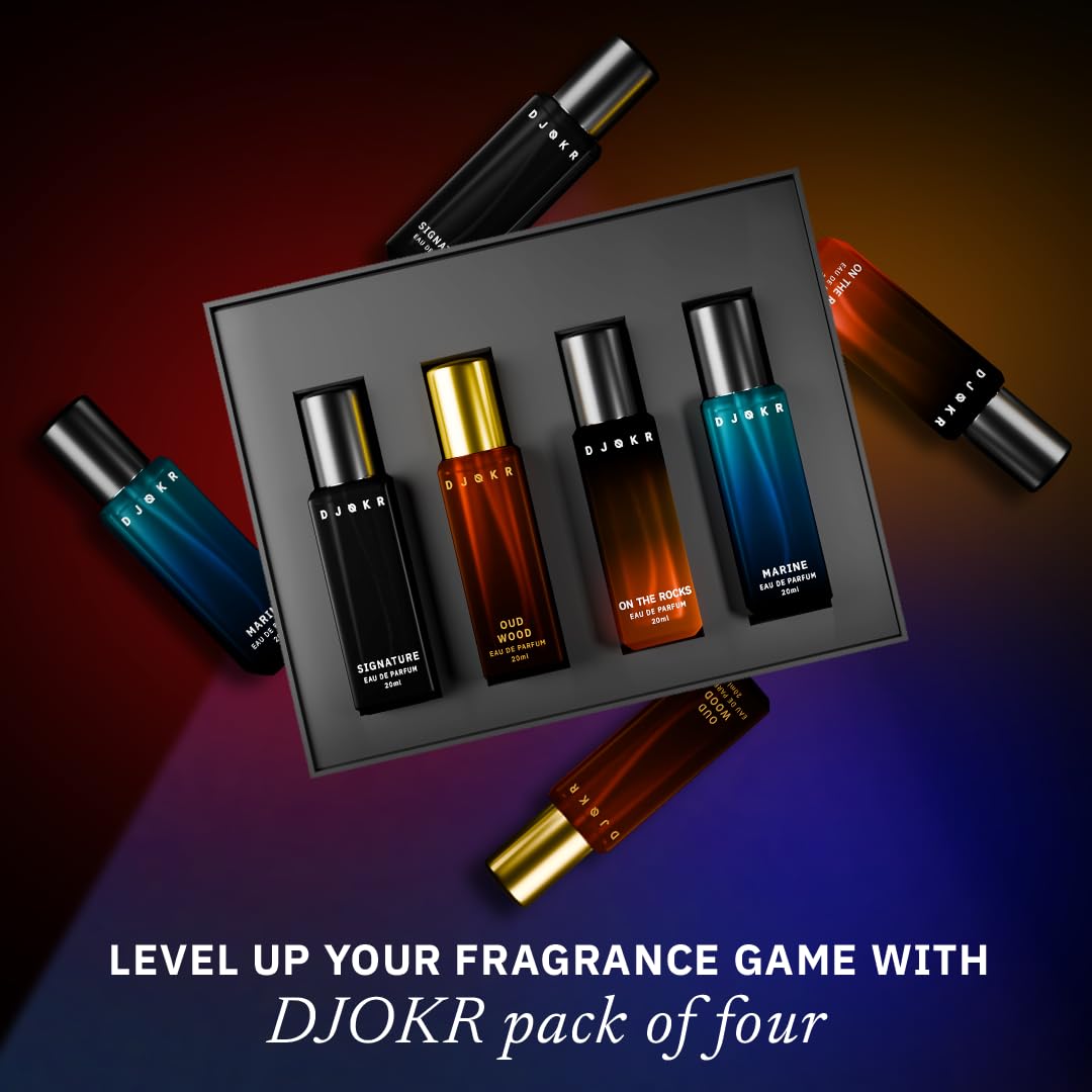DJOKR Perfume For Men Gift Set Pack of 4x20 ML | Eau De Parfum | Premium Luxury Long Lasting Fragran