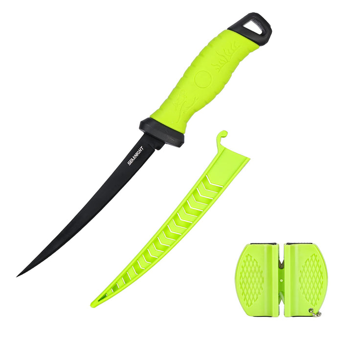 Seaknight Angelmesser 5" 7" 9" Rasiermesser scharfe Edelstahlklinge Filetmesser Rutschfester Gummigr