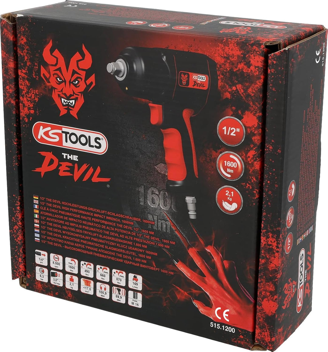 KS Tools 515.1200 1/2" THE DEVIL Hochleistungs-Druckluft-Schlagschrauber, 1600Nm