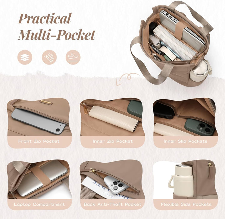 GOLF SUPAGS Convertible Notebook Handtasche, Laptop Rucksack für Damen mit Laptopfach, 15.6 Zoll Sty