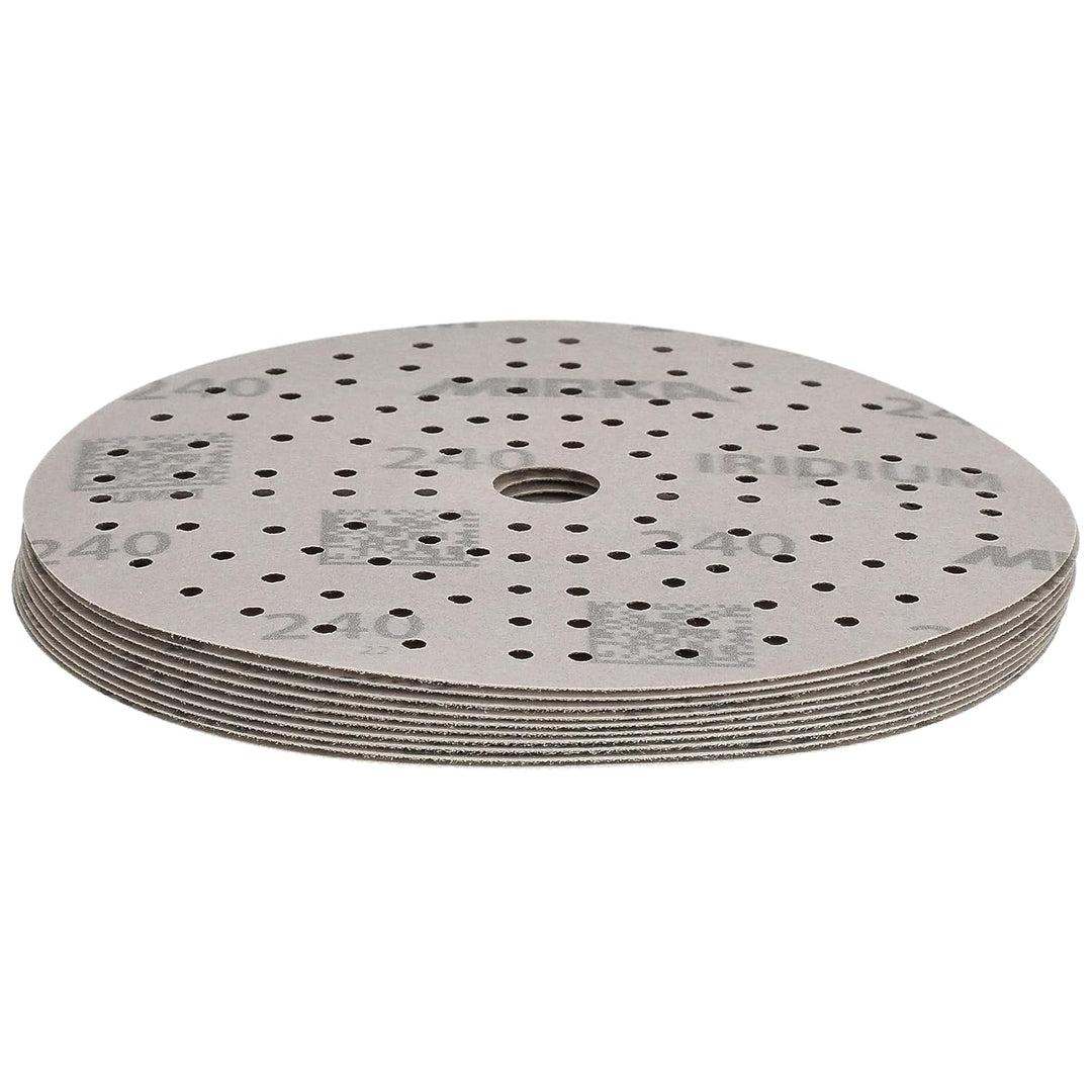 Mirka Iridium Premium-Schleifpapier Ø 150mm Klett 121-Loch, Korn 240, 10 Stk/Zum Schleifen von Lack,