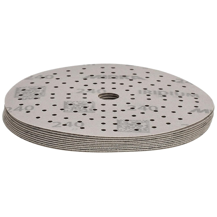 Mirka Iridium Premium-Schleifpapier Ø 150mm Klett 121-Loch, Korn 240, 10 Stk/Zum Schleifen von Lack,