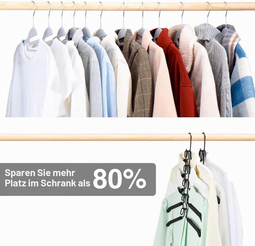 2 Pack Kleiderbügel Platzsparende, Metall Kleiderbügel 5 in 1 Multilayer Eva Schwamm Anti-Rutsch für