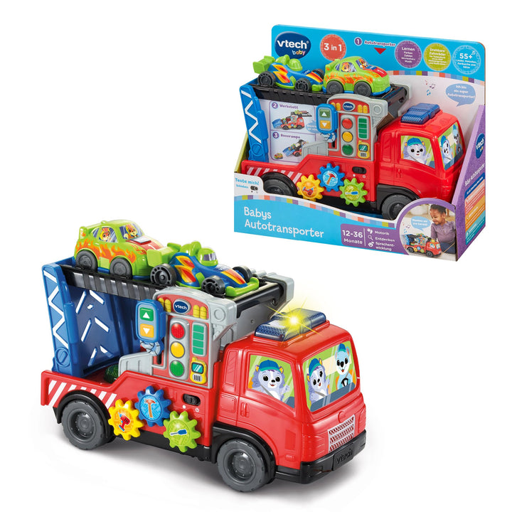 Vtech Baby - Babys Autotransporter – Interaktiver Abschleppwagen, der Musik, Sätze und Geräusche abs