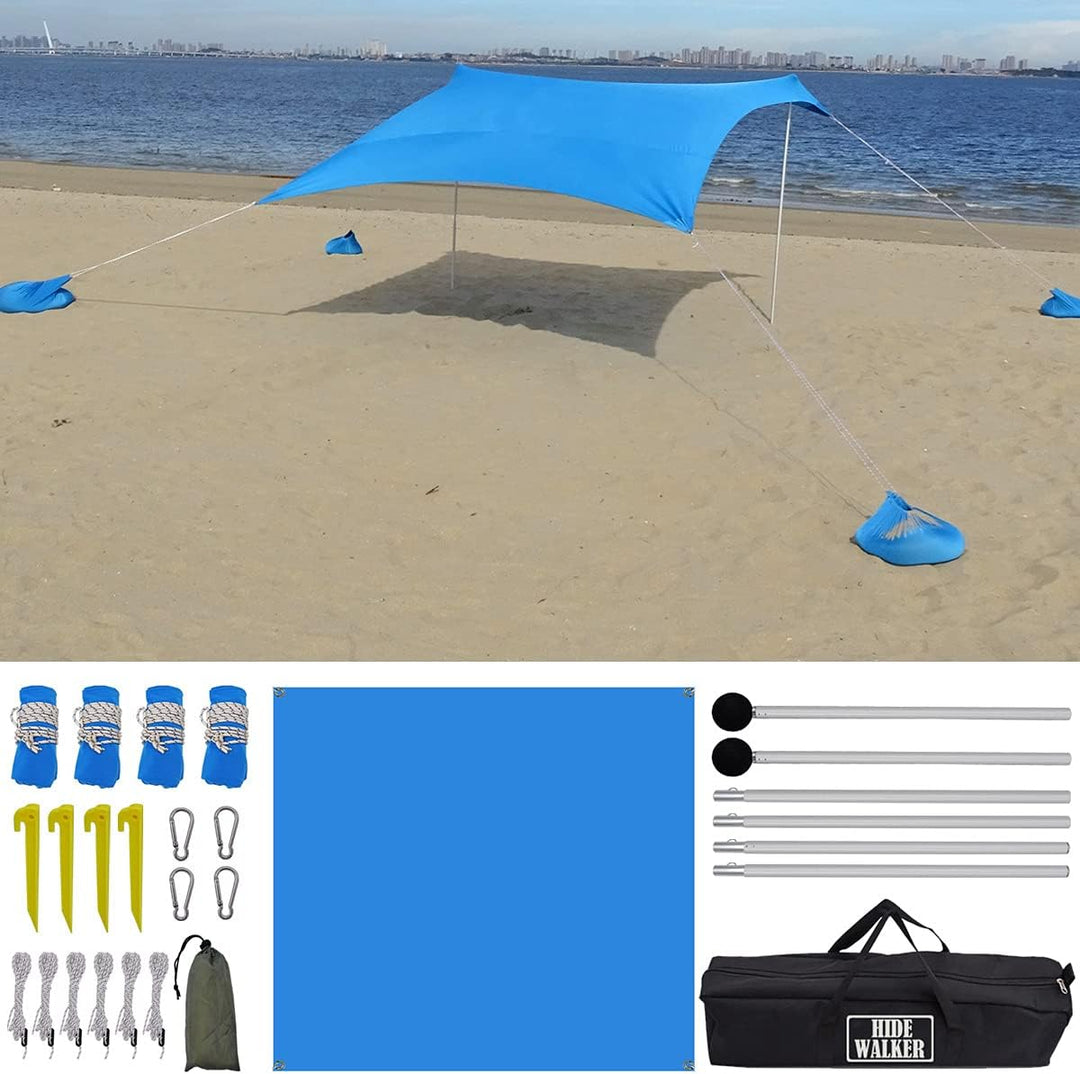 3x3m Sonnenschutz Strand Windfest Stabil Strandzelt UV Schutz 4-8 Personen Sonnensegel Strand mit St