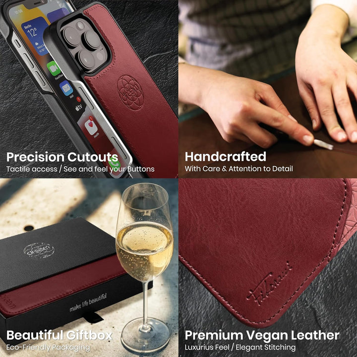 Dreem Fibonacci kompatibel mit iPhone 15 Pro Max Brieftaschen-Etui / 2-in-1 stossfestes Etui und abn